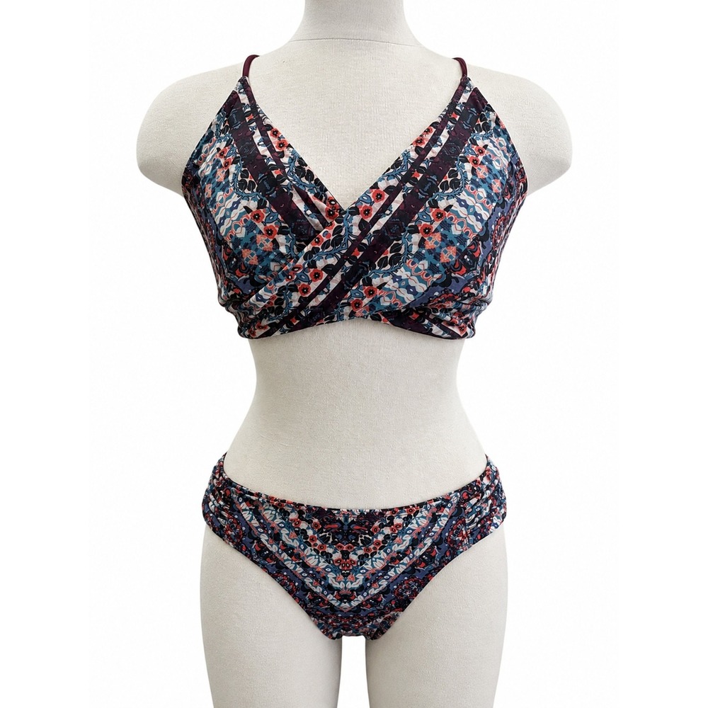 Athleta Marrakesh Twister Bikini Set Boho Geo Print Swim Suit Beach‎ Resort XL
